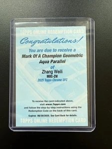 2025 Topps Chrome UFC Zhang Weili Mark Of A Champion Geometric Aqua Auto - Picture 1 of 2
