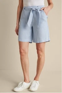 Soft Surroundings Ojai Linen Blend 7" Shorts Blue Size Medium - Picture 1 of 9