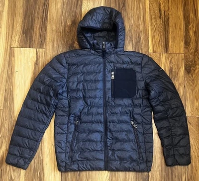 Calvin Klein Men’s Heather Navy Down Lightweight Jacket Size S – Detachable Hood - Image 1 of 4