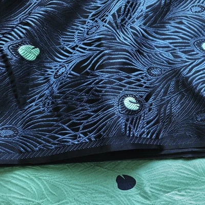 3D Brocade Fabric 29" Wide Peacock Feather Patterned Brocado Viscose Material - Image 1 of 4