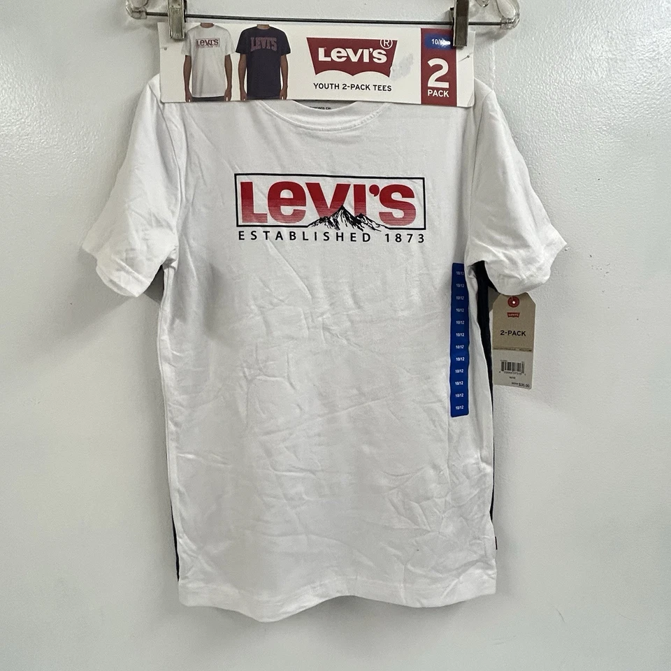 Levi's Youth Boys 2 Pack Tees Size Medium(10/12) White/Navy