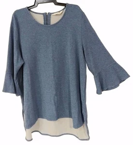 Virtuelle Taking Shape Womens Plus Size M 3/4 Bell Sleeve Blue Top Excellent Con - Picture 1 of 7