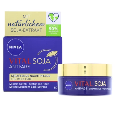 Nivea Vital Soja Anti Age Straffende Nachtpflege Reife Haut 50 ml Nachtcreme - Bild 1 von 4