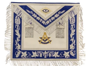 Hand Embroidered Masonic Past Master Apron On Royal Blue Velvet with gloves - Picture 1 of 4