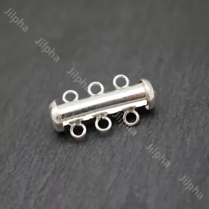 925 Sterling Silver Multi 3 Strand Tube Slide Clasp Connector A5334 - Picture 1 of 7