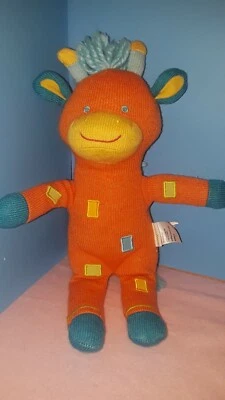 Плюшевое мягкое животное Amy Coe оранжевый вязаный жираф синий желтый младенец 12 дюймов - Изображение 1 из 4