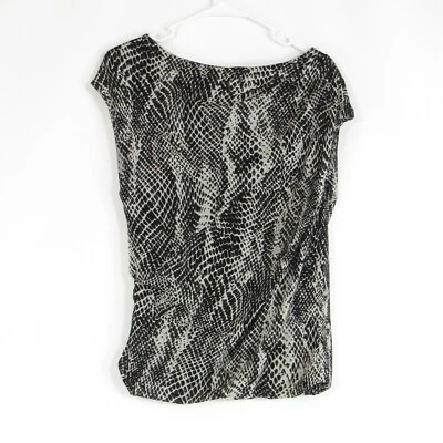 Черная блузка цвета слоновой кости змея KENNETH COLE Нью-Йорк эластичная кепка рукав S - Изображение 1 из 4