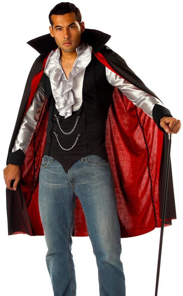 Mens Cool Vampire Fancy Dress Costume Deluxe Vampire Vamp Halloween Costume - Image 1 of 1