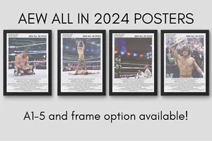 AEW All In 24 Poster A1-5 Telaio Opzione 4 Disegni Ospreay Danielson Gancio Swerve - Foto 1 di 17
