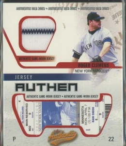 DEREK JETER TICKET STUB + Roger Clemens 2003 Fleer Jersey Authentix GU Jersey - Picture 1 of 1
