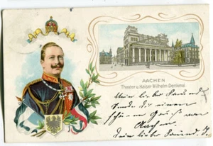 Litho AK Aachen,Theater und Kaiser Wilhelm Denkmal 1902 - Picture 1 of 2