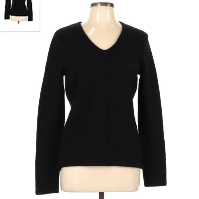 Suéter negro Sarah Spencer cuello en V angora pelo de conejo lana de cordero para mujer grande L Foto 1 de 4