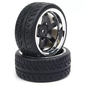 RC 4 Stück Run Flat Reifen & Rad 12 mm Sechskant für HSP HPI 1:10 On-Road Auto Gummireifen - Bild 1 von 7