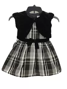 Cat & Jack Girls Dress XS (4/5) White Black Plaid Gray Classic Collection A Line - Picture 1 of 12