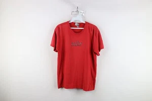 Vtg 90s Nike Womens Large Distressed Script Spell Out Short Sleeve T-Shirt USA - Picture 1 of 14