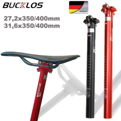 BUCKLOS Fahrrad Sattelstütze 27.2/31.6mm Aluminium MTB Rennrad BMX 350/400mm Sitzrohr
