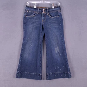 Hint Jeans Womens Juniors 7 Blue Stretch Denim Cropped Flare Leg Grunge - Picture 1 of 16