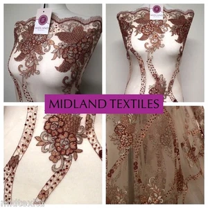 EMBROIDERY SCALLOPED FLORAL TULLE NET LACE BRIDAL DRESS FABRIC M231 - Picture 1 of 20