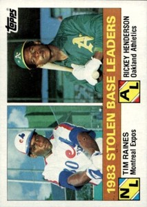 1984  Topps 1983 Stolen Base Leaders Raines Henderson #134 Expos Athletics HOF