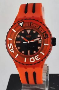 Beautiful Swatch Rotating Bezel Black Dial with 'Date' Quartz Working Wristwatch - Picture 1 of 9