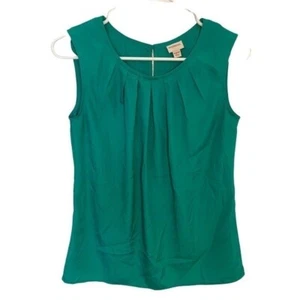 Merona Women’s Size XS Sleeveless Scoop Neck Blouse Pleated Kelly Green Keyhole - Picture 1 of 8