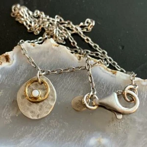 SILPADA 925 Oxidized Hammered Sterling Silver River Shell Bronze Necklace N1671 - Picture 1 of 12