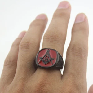 Nuevo Anillo Hombre Esmalte Rojo Francmasonería Masónica Anillo Acero Inoxidable - Imagen 1 de 8