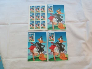 Looney Tunes Daffy Duck Stamps and postcard and 2 separate postcards MNH - Picture 1 of 2