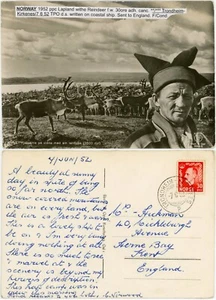 NORWAY POLAR ARCTIC 1952 LAPONIA RP PPC RENO BARCO TPO MATASELLOS IGLESIAS - Imagen 1 de 3