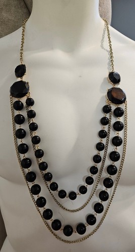 VETEMENTS Collana Catherines Bling in oro nero con perline a strati nuova vendita al dettaglio 29€