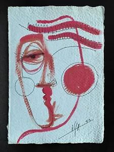 Original Tinte/Acryl Gemälde kubanische Kunst 8,5x6"" Handarbeitspapier von LISA - Bild 1 von 5