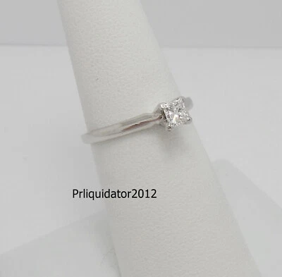 1/3CT Natural Princess Diamond Solitaire Engagement Wedding Ring 18K White Gold - Image 1 of 4