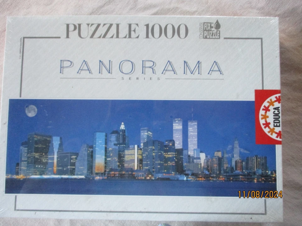 EDUCA Panroma NEW YORK CITIES w/ Twin Towers  1000 Pc Jigsaw Puzzle   NEW SEALED - Image 1 of 3