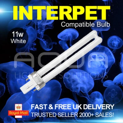 Interpet 11w 2 pin Compatible Light Bulb Aquarium Fish Tank Lamp Lighting White