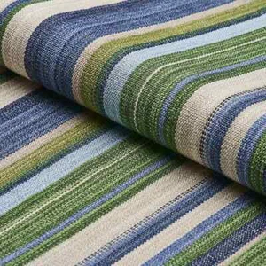 Schumacher Jute Cotton Green Multicolor Stripe Fabric- Nevado / Verde 2 yd 74413 - Picture 1 of 3