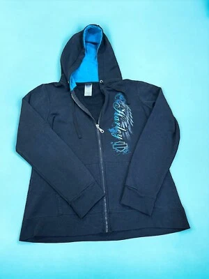 Harley Davidson Mujer’s Cremallera Completa Sudadera Chaqueta Negro Turquesa Capucha Talla Med Foto 1 de 4