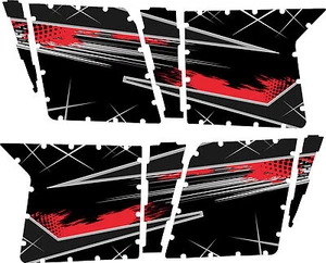 GRAPHICS DECAL KIT PRO ARMOR 4 DOOR POLARIS RZR 800 S Red / Silver w/out Cutouts - Picture 1 of 1