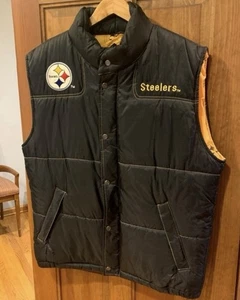 Vintage Pittsburgh Steelers Turbo Sportswear NFL Puffer Weste Jacke Herren Größe L - Bild 1 von 9