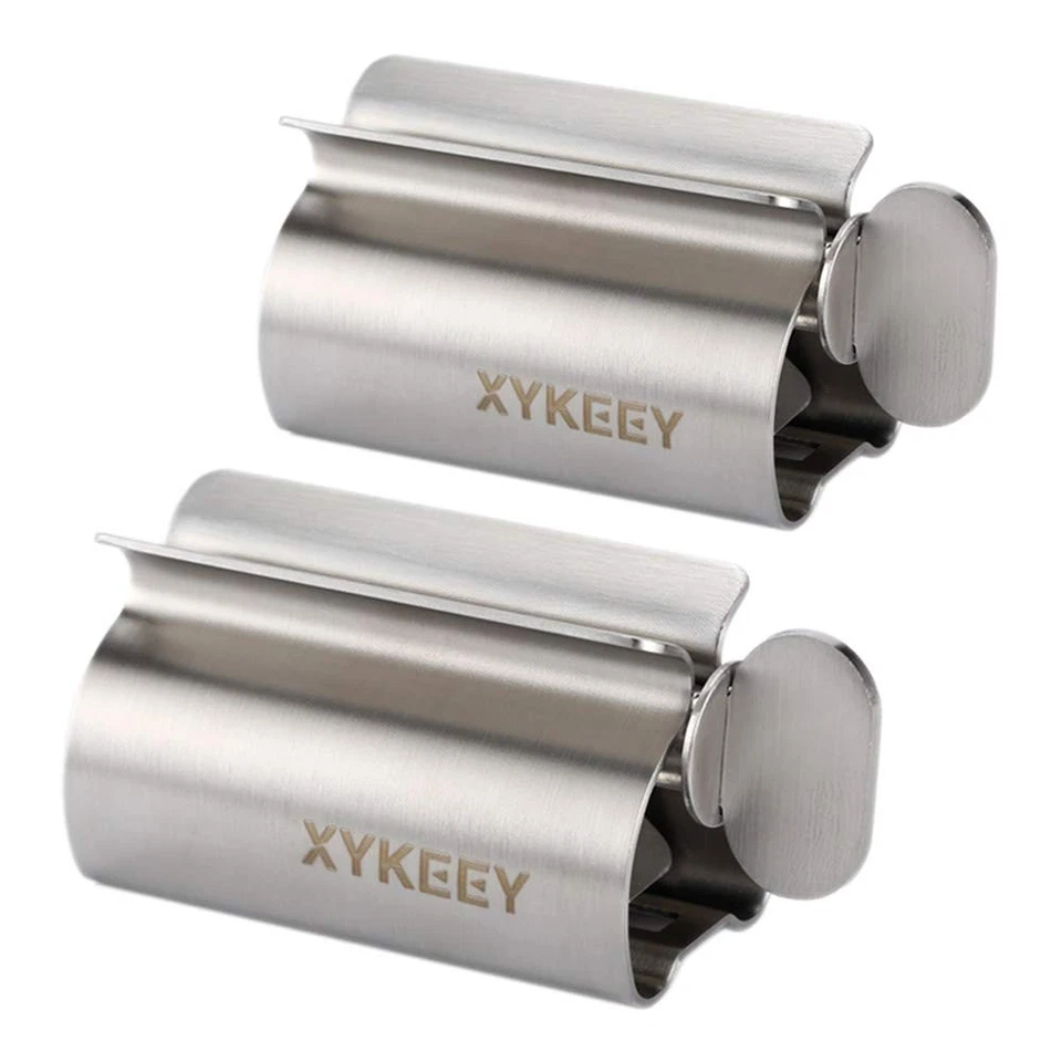 Xykeey 2pack Metal Toothpaste Tube Squeezer Rollers Wringer Seat Holder Stand