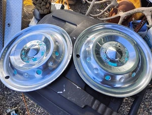 Pair 1950 Ford Crestliner 15" Wheel Covers, Hub Caps OEM Unrestored Original - Picture 1 of 12