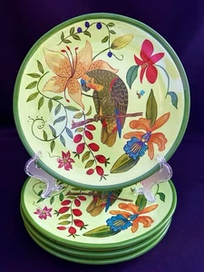 Neu mit Etikett! 4er SET LYNN CHASE GRÜN PARROTDISE 8-1/4" STEINGUT SALATTELLER - Bild 1 von 4