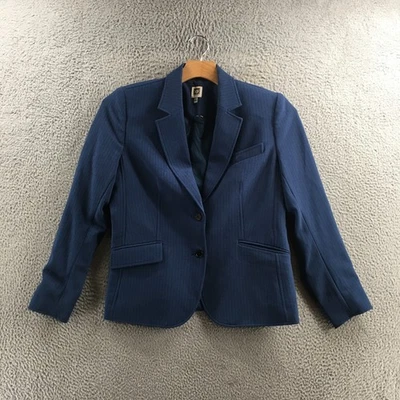 Blazer Anne Klein para mujer 12 azul texturizado a rayas muesca solapa chaqueta de 2 botones Foto 1 de 4