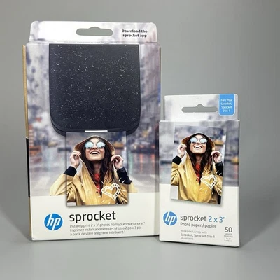 HP Sprocket 2x3" Instant Photo Printer + 50 Sheets Premium Zink Paper Bundle New - Image 1 of 4