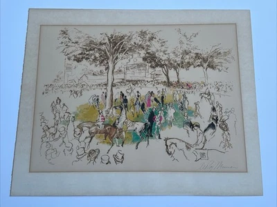 LEROY NEIMAN SERIGRAPH SILKSCREEN LARGE HORSE RACE TRACK LANDSCAPE AS IS BURNED - Image 1 of 4
