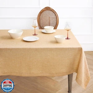 Mantel de lino Solino Home 60 x 90 pulgadas - 100 % lino puro pestaña pepita dorada - Imagen 1 de 5