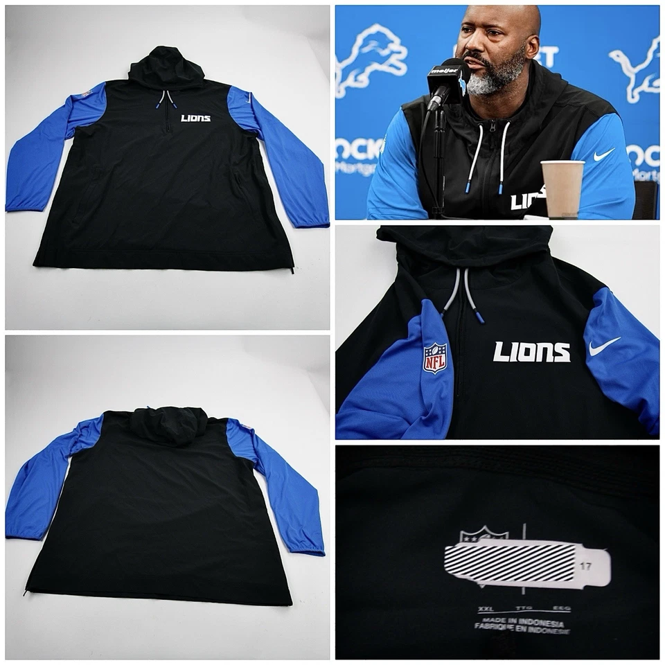 Detroit Lions Team Issued Travel Game Day Pullover Jacket Hood 2xl Nike # - Image 1 of 1