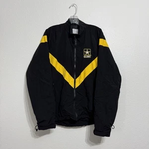 Army Black Yellow Full Zip Long Sleeve Windbreaker Jacket Unisex Size M Vintage - Picture 1 of 9