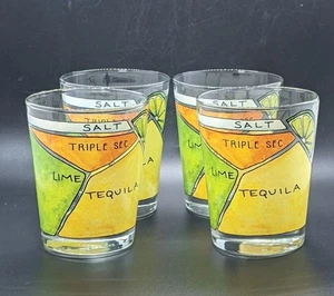 Juego de 4 vasos de diagrama Alyson Thomas Margarita receta de tequila 12 oz - Imagen 1 de 5