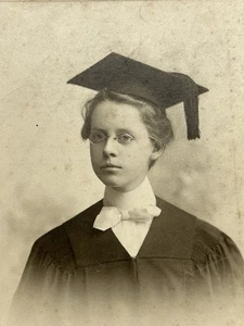Victorian Antique Cabinet Card Photo of Young Woman Graduation Cap & Gown - Picture 1 of 6