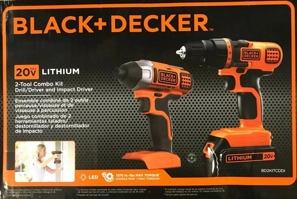 BRAND NEW BLACK+DECKER BD2KITCDDI 20V MAX Drill/Driver + Impact Combo Kit IN BOX - Image 1 of 1